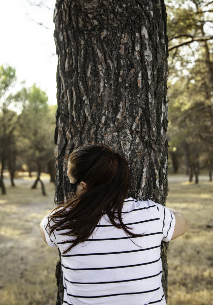 女人拥抱树木图片下载