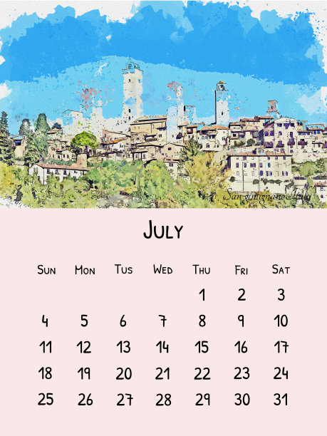 J、水彩画意大利著名地标。图片下载