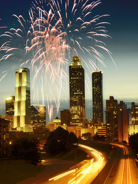 亚特兰大天际的烟火。图片下载