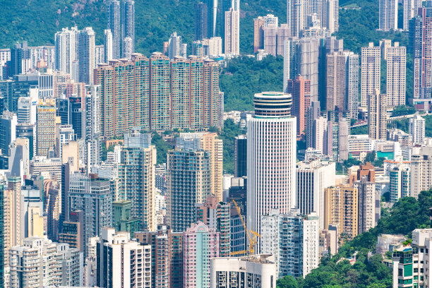 香港市区的太平山顶视点图片下载