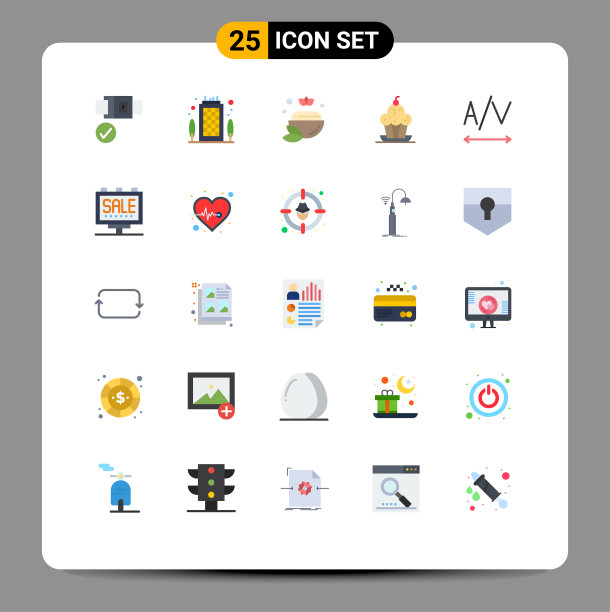 将25个单色标志和符号组合在一起图片下载