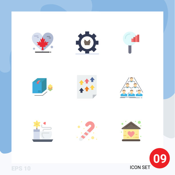 包装9个现代平面颜色的标志和符号图片下载