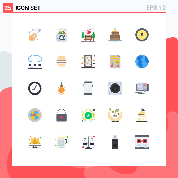 25用户界面平面彩色包装现代标识图片下载