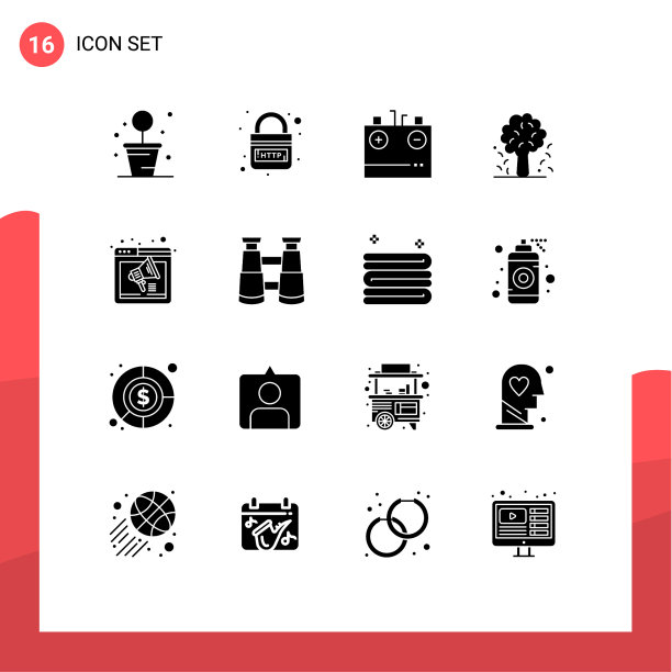 通用图标符号组16个现代立体图片下载
