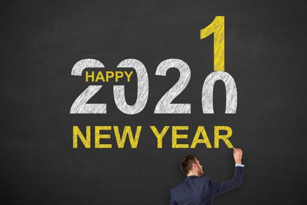 在黑板背景上祝2021年新年快乐图片下载