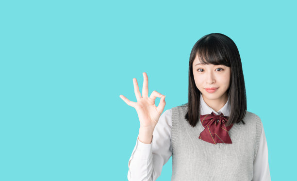 亚洲女学生，示意没问题。图片下载