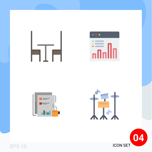 4个主题平面图标和可编辑的符号图片下载