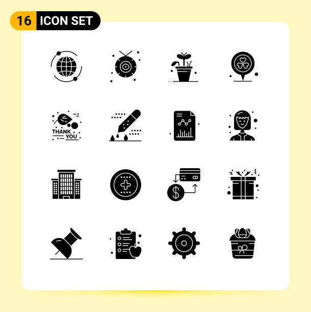 在栅格上设置16个实字形表示叶感谢图片下载