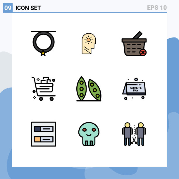 包装9个现代填充线和平色标志图片下载