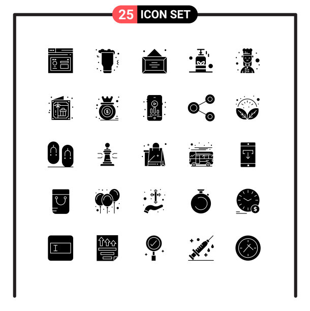 现代瑜伽设25个实心象形文字图片下载