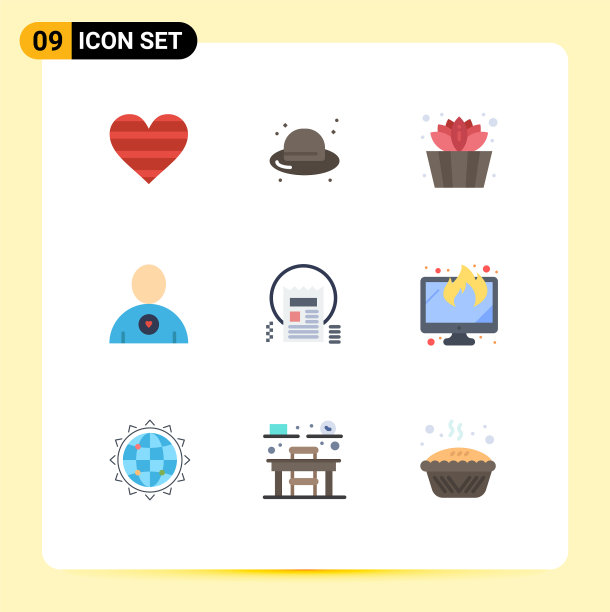 移动界面平面颜色设置9个象形图图片下载