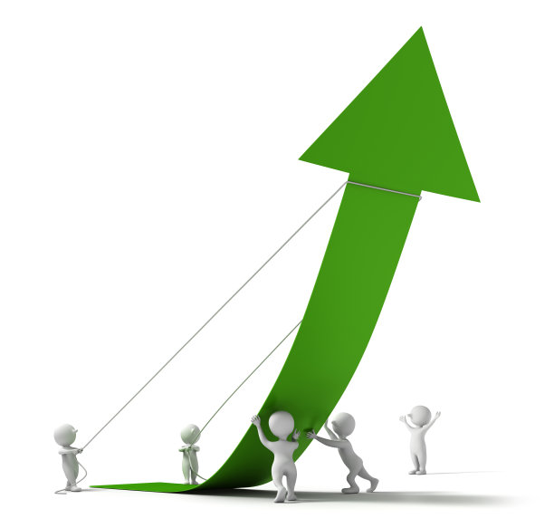 漫画人在工作上升箭头标志图片下载