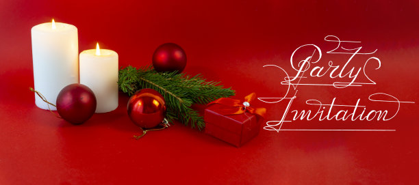 新年请柬，圣诞晚会以红色为背景图片下载