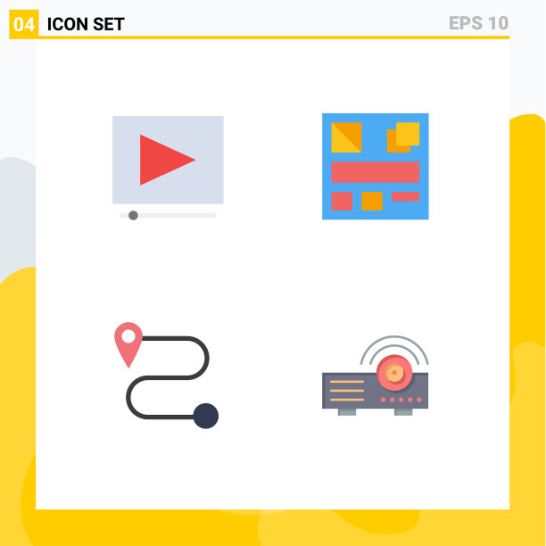 4个主题平面图标和可编辑的符号图片下载