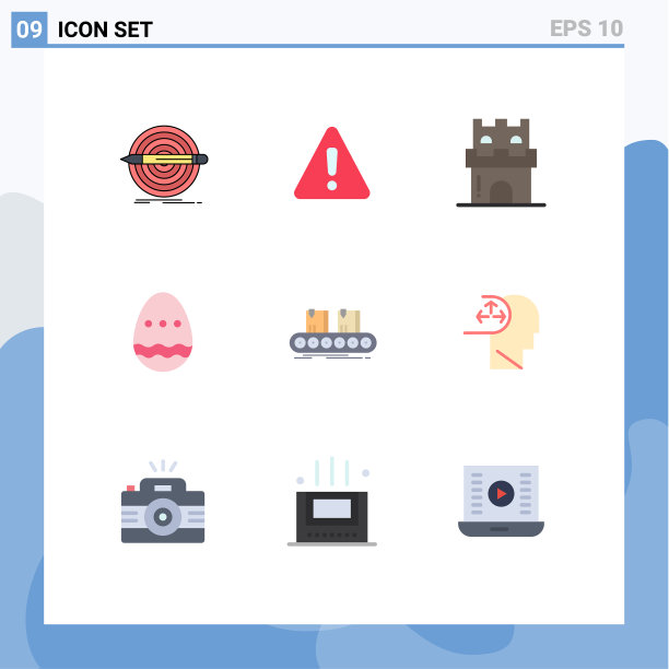 移动界面平面颜色设置9个象形图图片下载