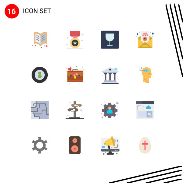 16个创意图标的现代标志和符号图片下载