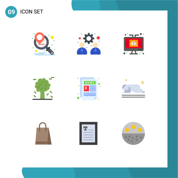 可编辑线包9个简单的平面颜色图片下载