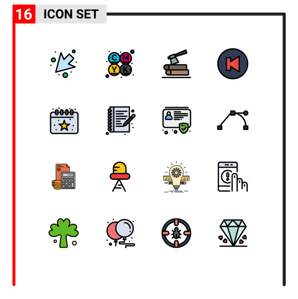 象形图设置16个简单的平色填充图片下载