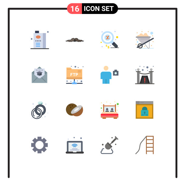 移动界面平面颜色设置16个象形图图片下载