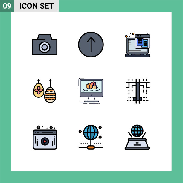 9主题填充线平色和可编辑图片下载