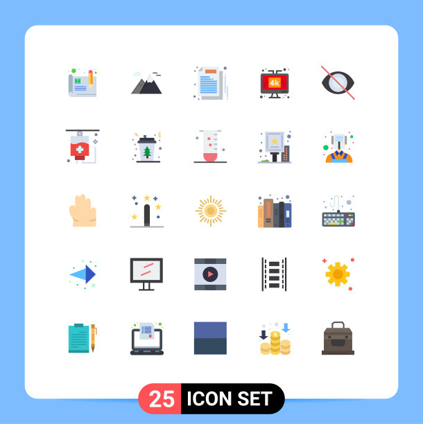 25个主题平色和可编辑的符号图片下载