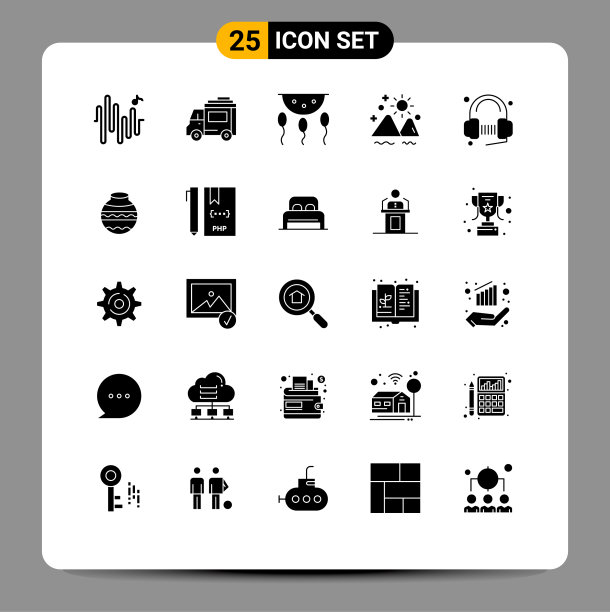 可编辑的线包25个简单的固体符号图片下载