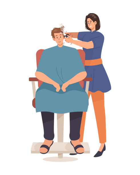 理发师在理发店里给一个男人理发图片下载