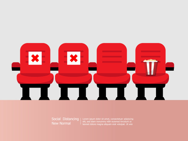 带有社交距离概念的剧院和电影院座位图片下载