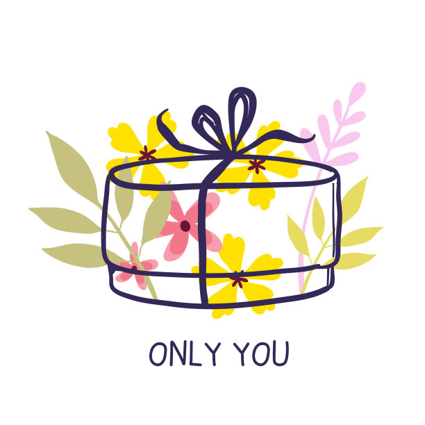 矢量花卉插图圆形礼盒和颜色的叶子和花图片下载