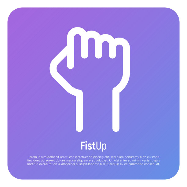 革命、权力、行动主义、示威的象征。人类高举的拳头。手的姿势。细线图标。矢量插图。图片下载