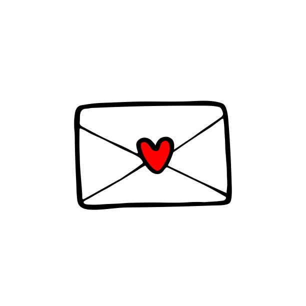 消息与爱。邮件图标元素在涂鸦风格。图片下载
