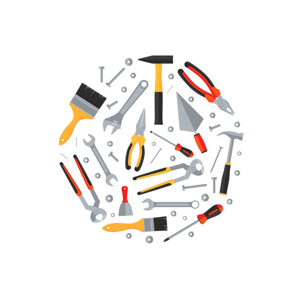 修理和建设工具平面图标圆的概念图片下载