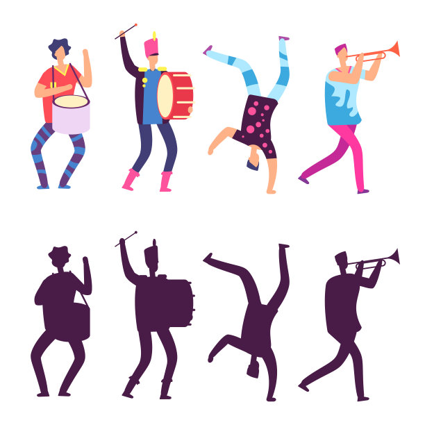 穿着鲜艳衣服，带着乐器的快乐男人图片下载