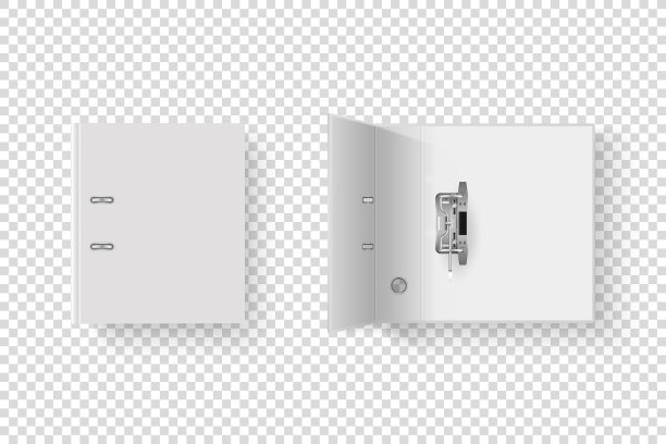 矢量3d打开和关闭现实的白色空白办公室活页夹与金属环A4纸特写孤立在透明的背景。设计模板，模型，顶部视图图片下载