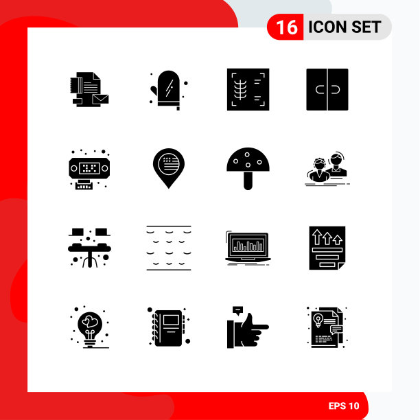 可编辑的线包16个简单的固体字形图片下载