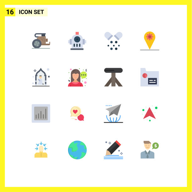 16个主题平色和可编辑的符号图片下载