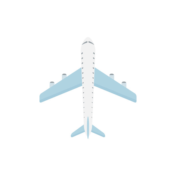 飞机图标。有蓝色翅膀的白色飞机图片下载