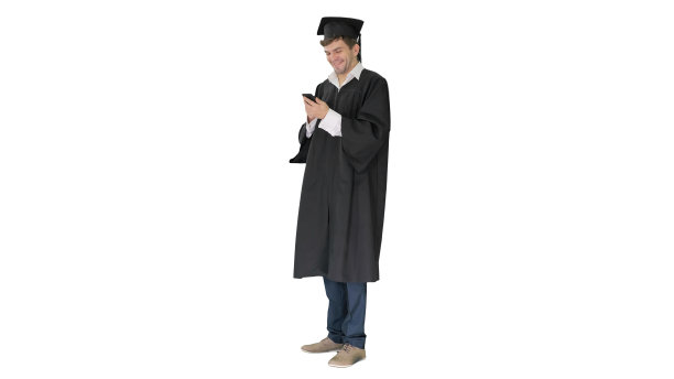 研究生用不同的姿势在白色上自拍图片下载