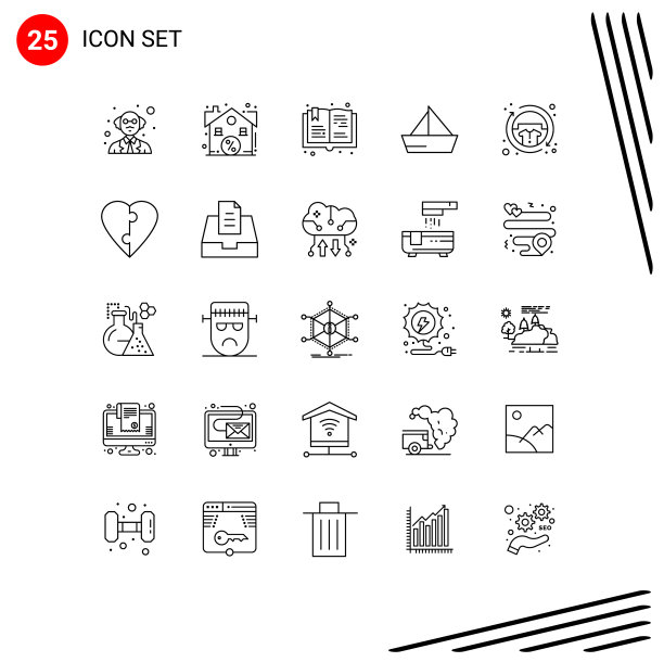 为服装游艇设置25条商业线包装图片下载