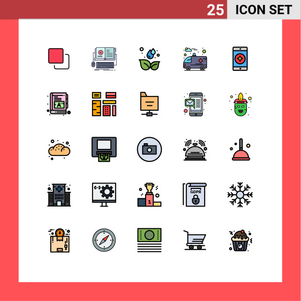 25个创意图标的现代符号和符号图片下载