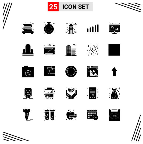 在时尚电脑的网格上设置25个实字形图片下载