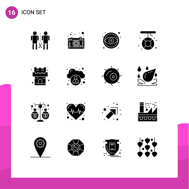 16固体字形概念的网站移动和图片下载