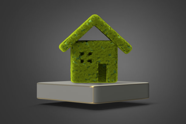 站在架子上的绿房子图片下载