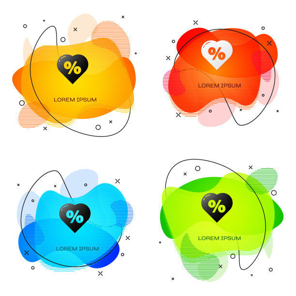 黑色折扣百分比标签在心脏图标孤立图片下载