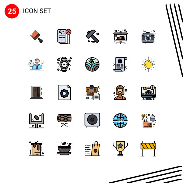 用户界面包25基本填充线平图片下载