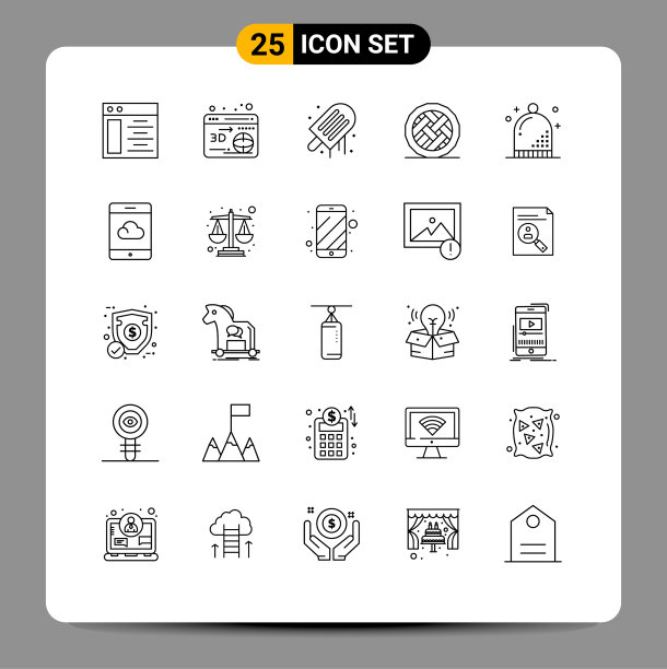 现代设25条线和帽子等符号图片下载