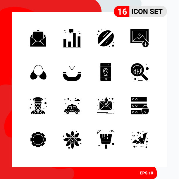 16固体字形概念的网站移动和图片下载