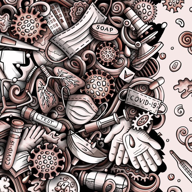 冠状病毒手绘矢量涂鸦边界图片下载