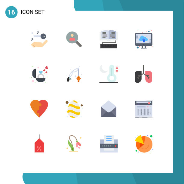 移动界面平面颜色设置16个象形图图片下载