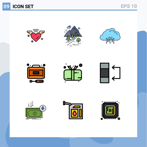 股票图标包9行符号和符号图片下载